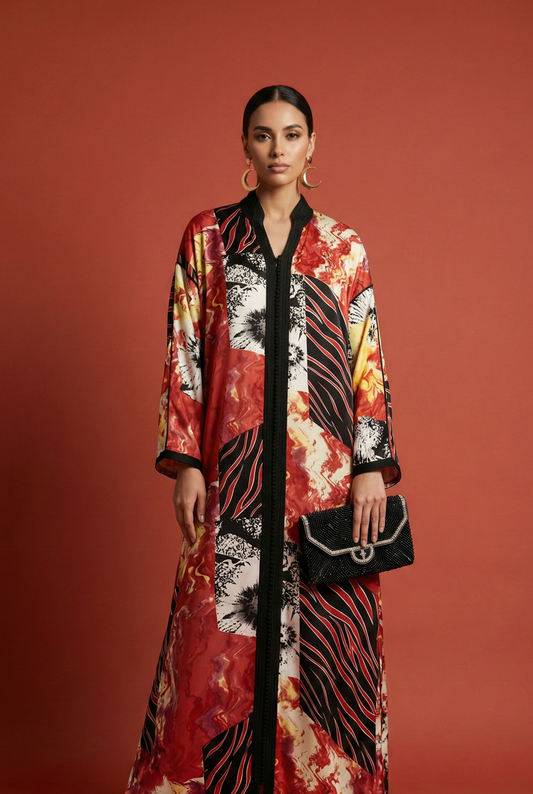 Gandoura Soie Imprimée Florale