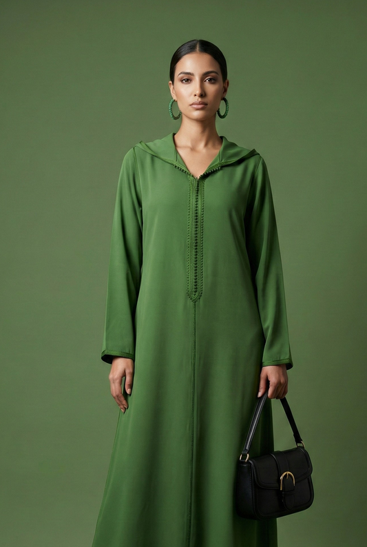 Jellaba Vert Pistache, Deux Pièces