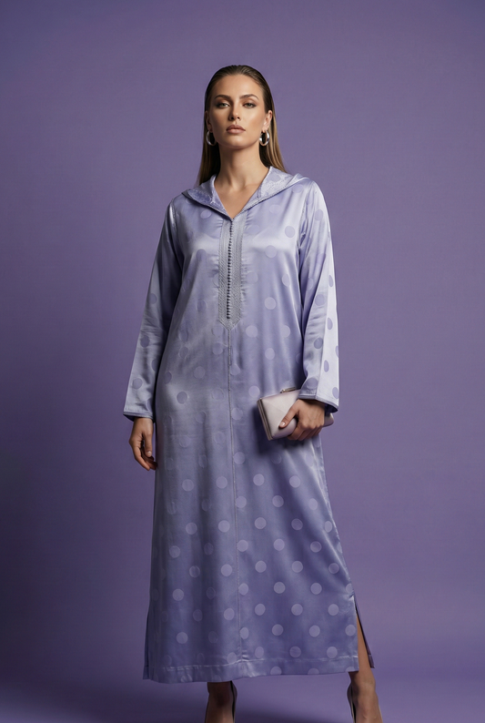 Jellaba Ciel Pois Satinés