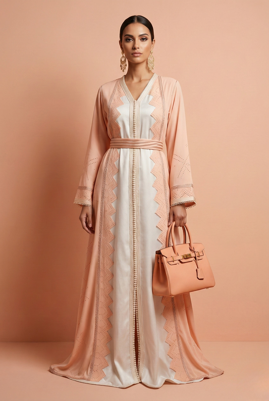 Caftan Guippure Rose Clair