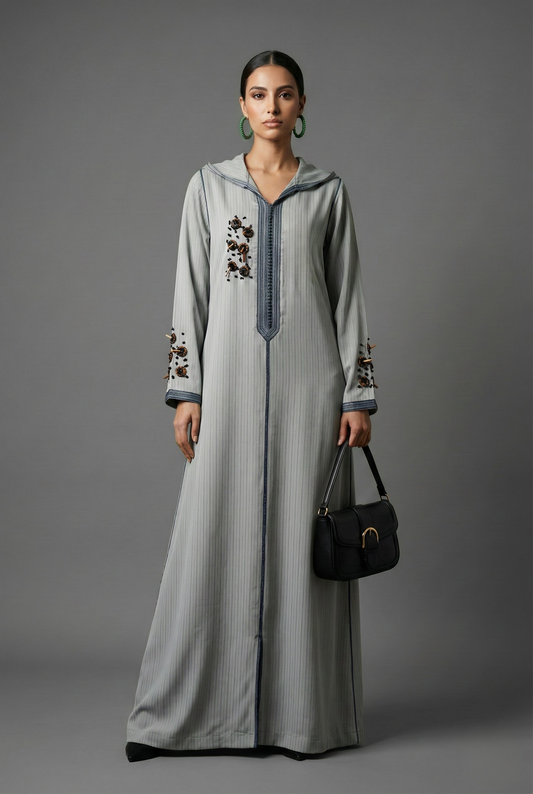 Jellaba Ciel avec Broderie